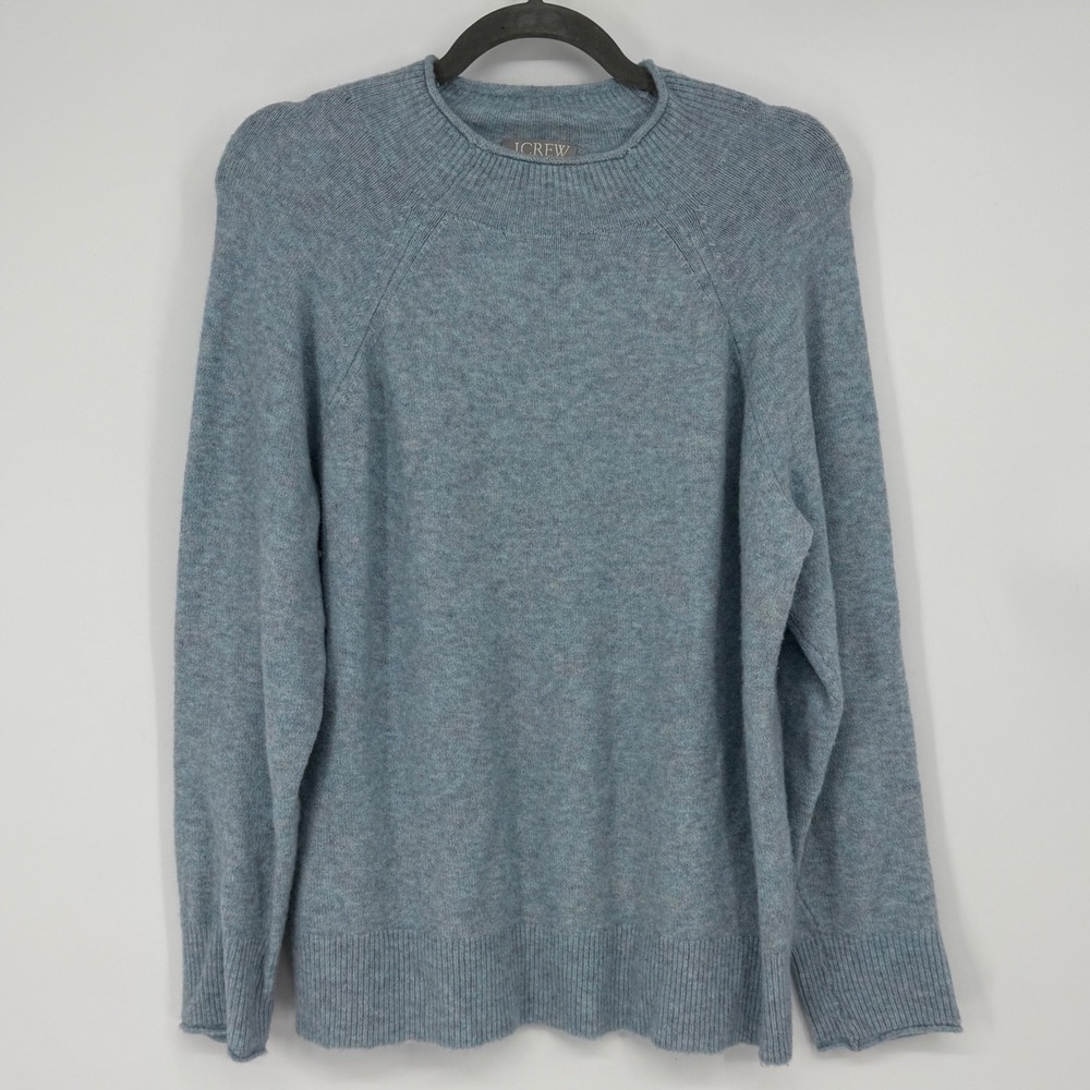 J.Crew Marled Blue Alpaca Merino Wool Blend Crewneck Sweater‎ Womens Large